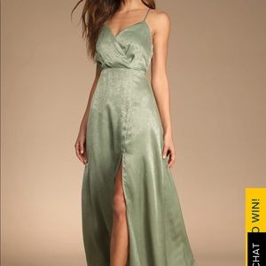 Lulus dusty sage satin maxi dress